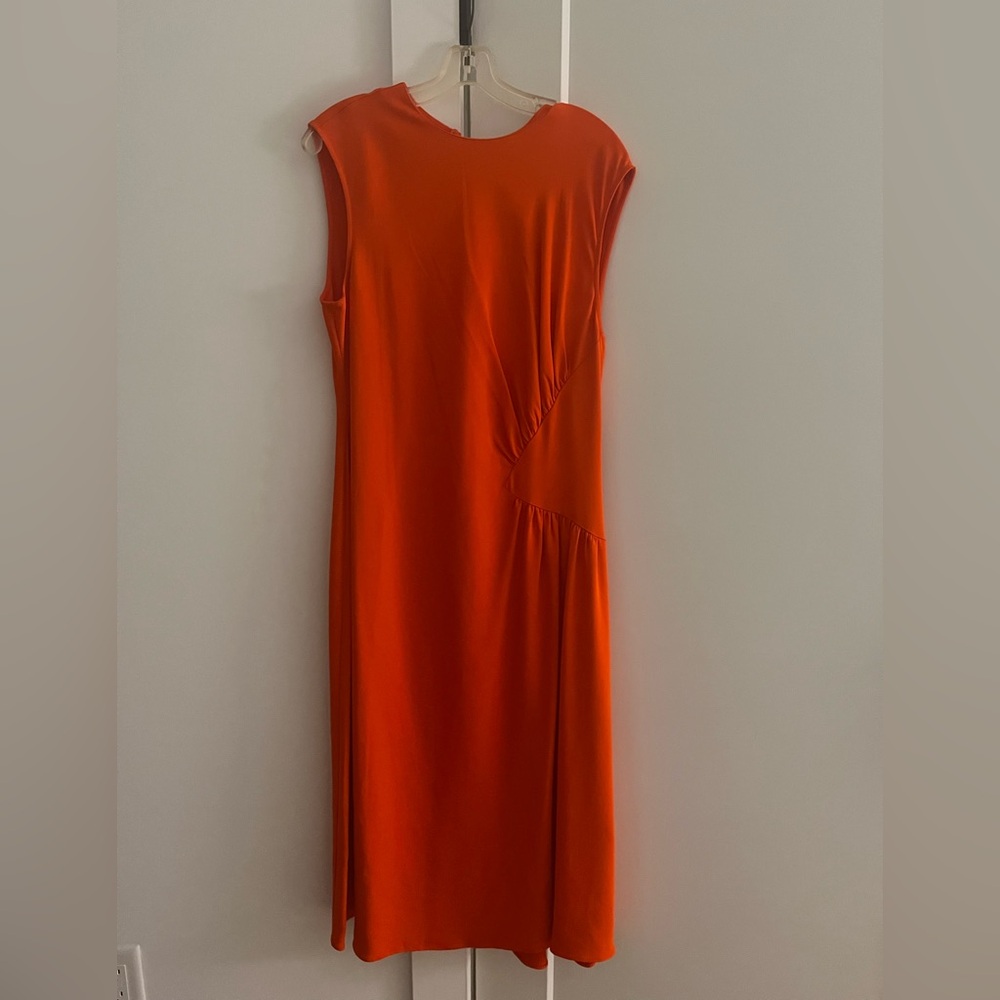 Reiss Stacey Ruched Midi Dress in Orange